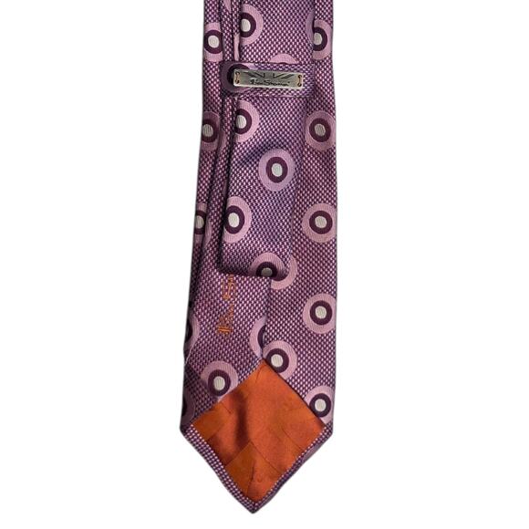 Ben Sherman Silk Neck Tie Purple Circles Classic Handmade Preppy Executive - Picture 7 of 7